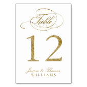 Chic Faux Gold Foil Weddentable Number Kaarten (Achterkant)