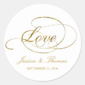 Chic Faux Gold Foil Wedding for Sjabloon Ronde Sticker (Voorkant)