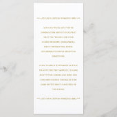 Chic Faux Gold Foil Wedding Menu Sjabloon (Achterkant)
