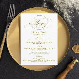 Chic Faux Gold Foil Wedding Menu Sjabloon