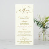 Chic Faux Gold Foil Wedding Menu Sjabloon - Ivoork (Staand voorkant)