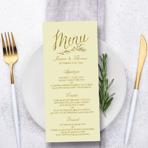 Chic Faux Gold Foil Wedding Menu Sjabloon - Ivoork