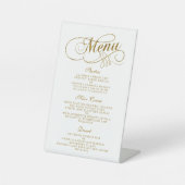 Chic Faux Gold Foil Wedding Menu Sjabloon Reclamebord Met Voetstuk (Voorkant)