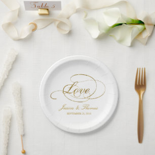 Chic Faux Gold Foil Wedding Reception Sjabloon Papieren Bordje