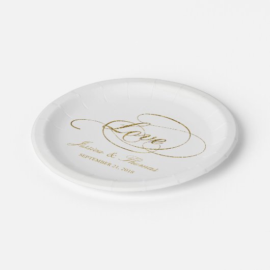 Chic Faux Gold Foil Wedding Reception Sjabloon Papieren Bordje (Gekanteld)