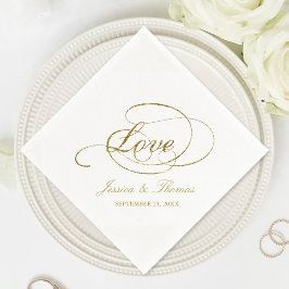 Chic Faux Gold Foil Wedding Reception Sjabloon Servet
