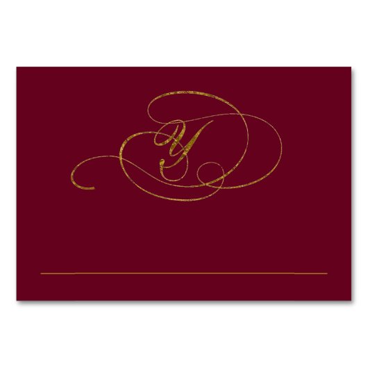 Chic Faux Gold Folie Wedding Place Card - Y Kaart (Voorkant)