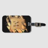 Chic Faux Gold Glam Brushstroke Monogramed Bagagelabel (Voorkant (horizontaal))
