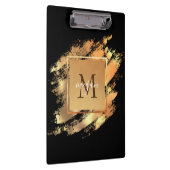 Chic Faux Gold Glam Brushstroke Monogramed Klembord (Rechts)