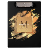 Chic Faux Gold Glam Brushstroke Monogramed Klembord (Voorkant)