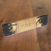 Chic Faux Gold Glam Brushstroke Monogramed Naambordje (Zijkant)