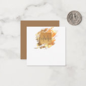 Chic Faux Gold Glam Brushstroke Monogramed Notitiekaartje (Voorkant / Achterkant in situ)