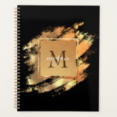 Chic Faux Gold Glam Brushstroke Monogramed Planner (Voorkant)