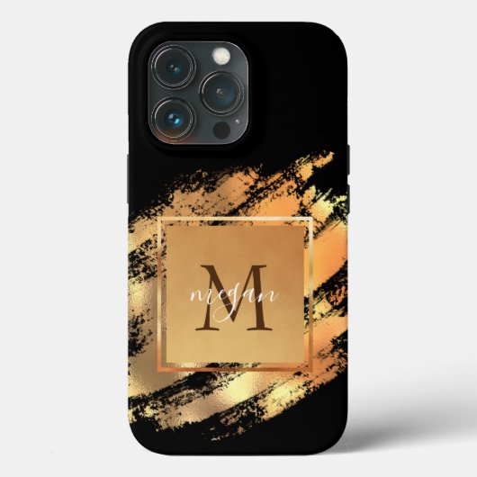 Chic Faux Gold Glam Painted BrusHandtekening Case-Mate iPhone Case (Achterkant)
