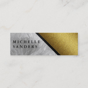 Chic Faux Gold Glass met lederen sierstrip Mini Visitekaartje