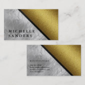 Chic Faux Gold Glass met lederen sierstrip Visitekaartje (Voorkant / Achterkant)