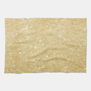 Chic Faux Gold Glitter Luxe Keuken Handdoek