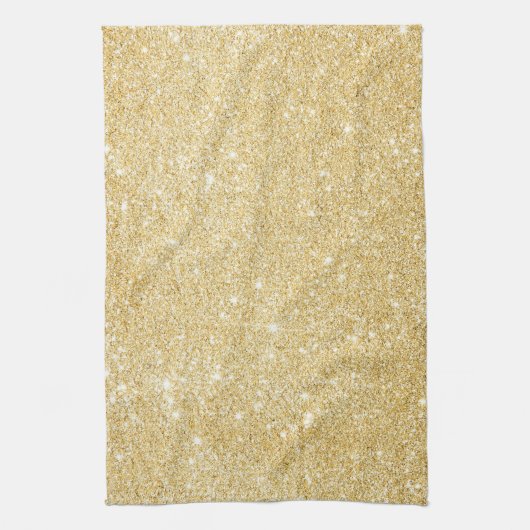 Chic Faux Gold Glitter Luxe Keuken Handdoek (Verticaal)