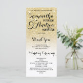 Chic faux gold glitter ombre Wedding Programme Programmakaart (Staand voorkant)