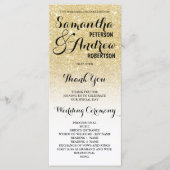Chic faux gold glitter ombre Wedding Programme Programmakaart (Voorkant)