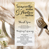 Chic faux gold glitter ombre Wedding Programme Programmakaart