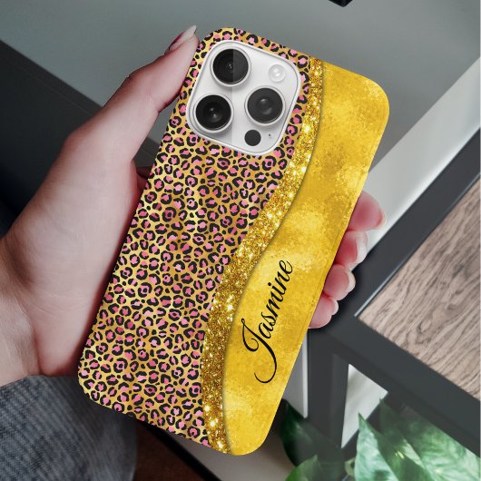 Chic faux Gold glitter roze dierlijk afdrukken Mon Case-Mate iPhone Case