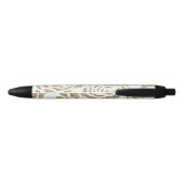Chic Faux Gold Glitter Rozen Floral Pen (Achterkant)