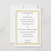 Chic Faux Gold Glittered Trim - 3x5 Wedding Invite Kaart (Voorkant)