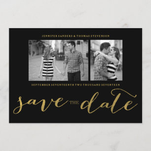 CHIC FAUX GOLD HANDSCHRIFTELIJKE   FOTO BEWAREN DE SAVE THE DATE