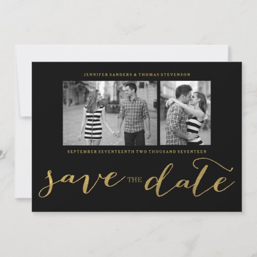 CHIC FAUX GOLD HANDSCHRIFTELIJKE | FOTO BEWAREN DE SAVE THE DATE (Voorkant)