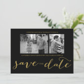 CHIC FAUX GOLD HANDSCHRIFTELIJKE | FOTO BEWAREN DE SAVE THE DATE (Staand voorkant)