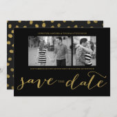CHIC FAUX GOLD HANDSCHRIFTELIJKE | FOTO BEWAREN DE SAVE THE DATE (Voorkant / Achterkant)