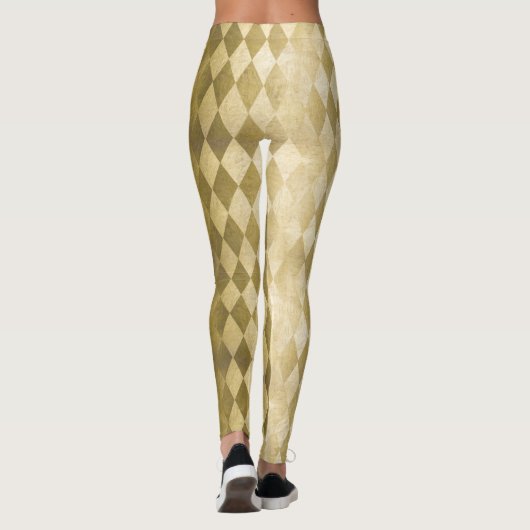 Chic Faux Gold Harlequin Diamond Pattern Leggings (Achterkant)