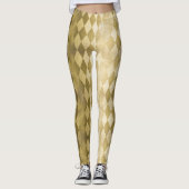 Chic Faux Gold Harlequin Diamond Pattern Leggings (Voorkant)