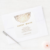 Chic Faux Gold Leaf Circle Patroonstickers Vierkante Sticker (Envelop)