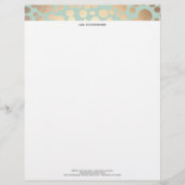 Chic Faux Gold Leaf Circle Pattern en Turquoise Custom Briefhoofd (Voorkant)