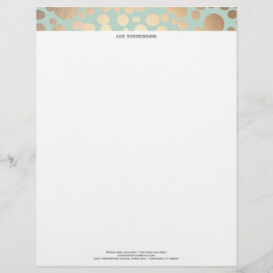 Chic Faux Gold Leaf Circle Pattern en Turquoise Custom Briefhoofd