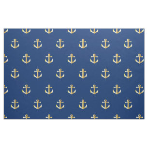 Chic Faux Gold Nautical Anchors Patroon Stof