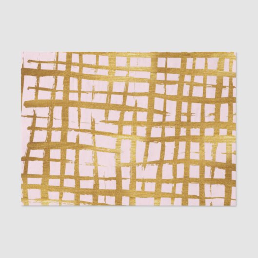 Chic Faux Gold Paint Penseel raster roze Tissuepapier (Voorkant)