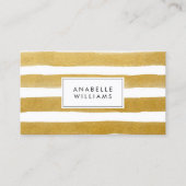 Chic Faux Gold Paint Stripes Visitekaartje (Voorkant)