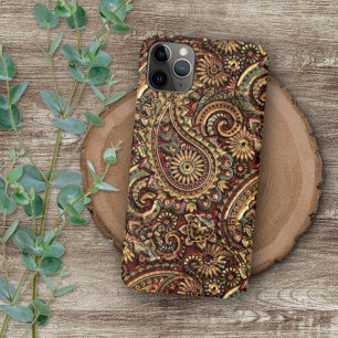 Chic  Faux Gold Paisley Floral Art Patroon iPhone 16 Pro Max Hoesje