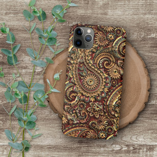 Chic  Faux Gold Paisley Floral Art Patroon iPhone 13 Pro Max Hoesje