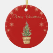 Chic Faux Gold Snowflakes, kerstboom rood Keramisch Ornament (Voorkant)