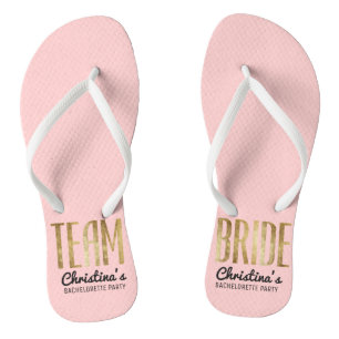 Chic Faux Gold Team Bruid Huwelijk Bachelorette Teenslippers