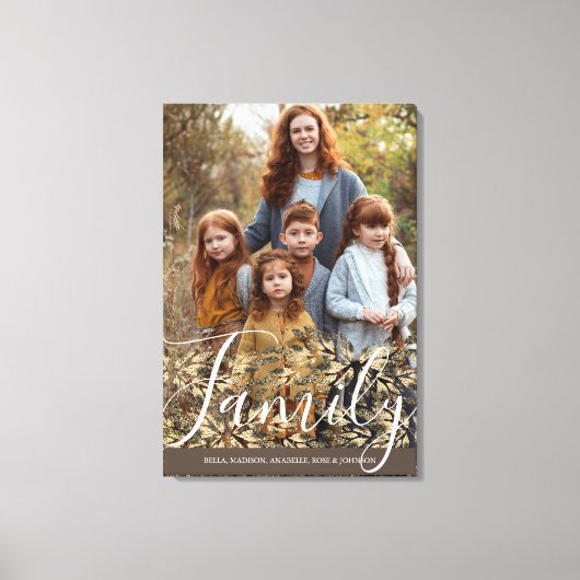 Chic Faux Golden Glitter Foliage Full Photo Canvas Afdruk (Voorkant)