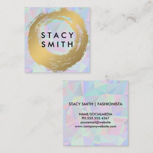 Chic Faux Goud Geborsteld | Retro Geometrische Ach Vierkante Visitekaartje (Voorkant / Achterkant)