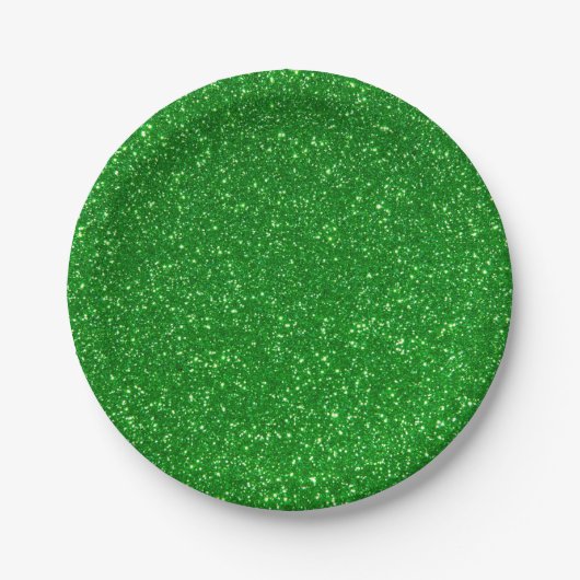 Chic Faux Green Glitter Paper Borden Papieren Bordje (Voorkant)
