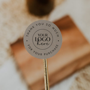 Chic Faux Kraft Business Logo Bedankt voor uw best Ronde Sticker