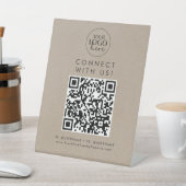 Chic Faux Kraft Logo Connect met ons Social Media Reclamebord Met Voetstuk (Insitu)