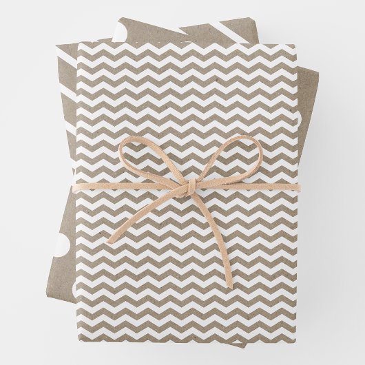 Chic Faux Kraft Paper w/ Fun White Multi-Patterns